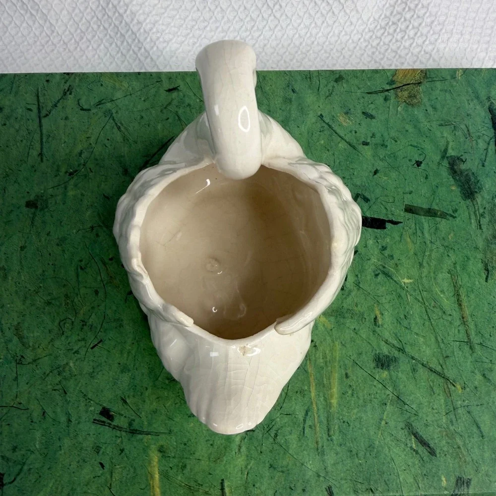Vintage Cream Ceramic Swan Planter Bird Figurine Vase Cottagecore Decor 4 inch
